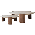 Комплект из 2-ух кофейных столов Gene Stone Wooden Coffee Table варинант исполнения - 1 | Loft Concept в Красноярске