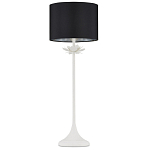 Настольная лампа с декором в виде белого цветка магнолии на каркасе и черным абажуром White Magnolia варинант исполнения - 3 | Loft Concept в Красноярске