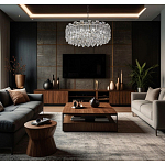 Круглая люстра с хрустальными подвесками на серебряном каркасе Gorgeous Crystal Light варинант исполнения - 12 | Loft Concept в Красноярске