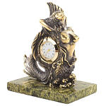 Часы настольные бронзовые в виде русалочки из натурального камня Змеевик Mermaid Stone Clock варинант исполнения - 2 | Loft Concept в Красноярске