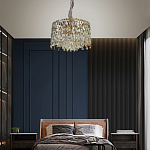 Люстра круглая с хрустальными подвесками на золотистом каркасе Roul Crystal Light варинант исполнения - 13 | Loft Concept в Красноярске