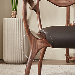 Стул деревянный с мягким сиденьем из коричневой натуральной кожи Moon Walnut Furniture варинант исполнения - 3 | Loft Concept в Красноярске