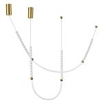 Подвесной светильник с 3-мя изогнутыми плафонами и белыми декоративными шариками PEARLS Suspension варинант исполнения - 2 | Loft Concept в Красноярске