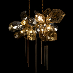 Люстра подвесная с 18-ю стеклянными плафонами с вертикальными подвесками Gilded Mirage  варинант исполнения - 8 | Loft Concept в Красноярске