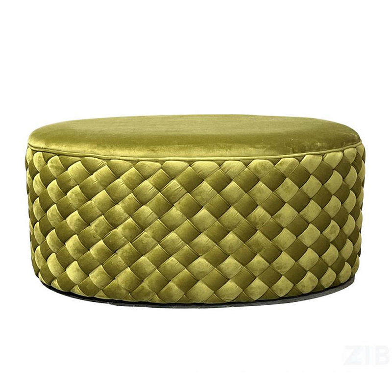 Пуф овальный плетеный оливкового цвета Pool Woven Velour Оливковый в Красноярске | Loft Concept 