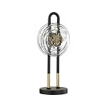 Настольная лампа черного цвета с круглым прозрачным стеклянным плафоном Virelia  варинант исполнения - 1 | Loft Concept в Красноярске