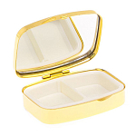 Таблетница карманная прямоугольная с 2-мя отделениями с зеркалом и накладкой из натурального камня Флюорит Gold Stone Pillboxes варинант исполнения - 3 | Loft Concept в Красноярске