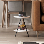 Стол приставной с 2-мя круглыми белыми столешницами ESSEL SIDE TABLE WHITE варинант исполнения - 10 | Loft Concept в Красноярске