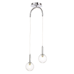 Подвесной светильник с 2-мя рельефными прозрачными плафонами из стекла и основанием цвета Хром Perforated Glass Bubbles варинант исполнения - 2 | Loft Concept в Красноярске