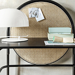 Письменный стол с круглой плетёной панелью для крепления заметок Allegory варинант исполнения - 3 | Loft Concept в Красноярске