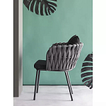 Стул мягкий с декором в виде плетеных лент на спинке и подлокотниках Semicircular Chair Decorated with Ribbons варинант исполнения - 2 | Loft Concept в Красноярске