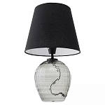 Настольная лампа с черным тканевым абажуром и фактурным прозрачным основанием Black Cone варинант исполнения - 2 | Loft Concept в Красноярске