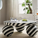 Дизайнерский журнальный стол круглый в чёрно-белую полоску Mypel варинант исполнения - 2 | Loft Concept в Красноярске