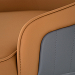 Стул оранжевый с высокой спинкой из искуственной кожи на серых металлических ножках Enigma Orange варинант исполнения - 4 | Loft Concept в Красноярске