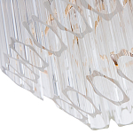 Люстра подвесная многослойная с прозрачными хрустальными трубками и золотистым каркасом Hexagon Tube Light варинант исполнения - 3 | Loft Concept в Красноярске