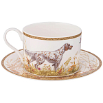 Чайная пара из фарфора с изображением собаки и уток 300 мл Hunting Porcelain Collection варинант исполнения - 1 | Loft Concept в Красноярске