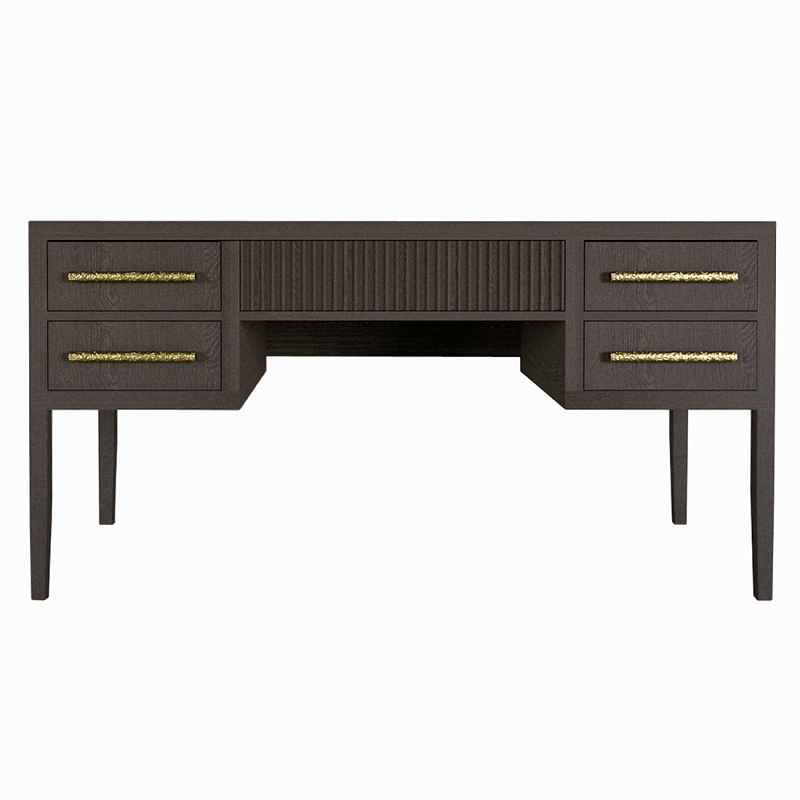 Большой Рабочий стол Primo с 5 выдвижными ящиками Темный орех Орех в Красноярске | Loft Concept 