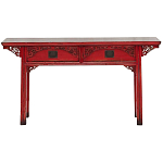 Деревянная консоль в китайском стиле с 2-мя ящиками с резным декором красная Yan Chinese Console Table варинант исполнения - 1 | Loft Concept в Красноярске