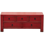 Деревянная ТВ-тумба с 5-ю выдвижными ящиками в китайском стиле красная Wei Chinese TV Stand варинант исполнения - 1 | Loft Concept в Красноярске
