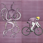 Плитка с узором Осьминог велосипедист варинант исполнения - 1 | Loft Concept в Красноярске