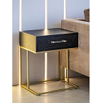 Приставной столик с резным узором на выдвижном ящике Black Table Carved Pattern варинант исполнения - 7 | Loft Concept в Красноярске