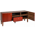 ТВ-тумба красная из массива бука с 2-мя дверками и ящиком Wenge Light варинант исполнения - 4 | Loft Concept в Красноярске