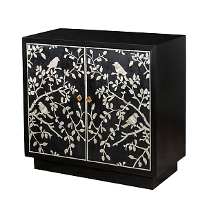 Комод инкрустация костью White bird on black