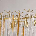 Люстра линейная золотого цвета с декоративными ветвями и длинными стеклянными подвесками в форме сосулек Droplet Chandelier варинант исполнения - 8 | Loft Concept в Красноярске