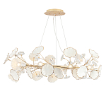 Люстра круглая с белыми лепестками из керамики и прозрачными хрустальными цветками Диаметр 82 см Wintery flovers варинант исполнения - 3 | Loft Concept в Красноярске