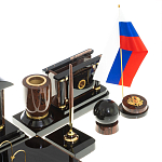 Настольный письменный набор с часами из природного камня обсидиана Peace Contract варинант исполнения - 5 | Loft Concept в Красноярске