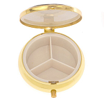 Таблетница карманная круглая с 3-мя отделениями и накладкой из натурального камня Серафинит Gold Stone Pillboxes варинант исполнения - 3 | Loft Concept в Красноярске