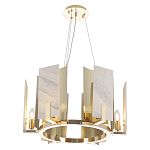 Люстра подвесная круглая с мраморными прямоугольными вставками и золотым основанием Диаметр 55 см Marble square Chandelier варинант исполнения - 1 | Loft Concept в Красноярске