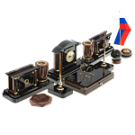 Настольный письменный набор с часами из природного камня обсидиана Peace Contract варинант исполнения - 2 | Loft Concept в Красноярске