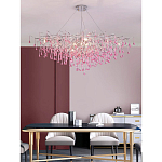 Люстра овальная с розовыми стеклянными подвесками в форме капель FAIRYTREE Light варинант исполнения - 4 | Loft Concept в Красноярске