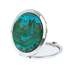 Зеркало карманное складное круглое из натурального камня Малахит с Хризоколлой в подарочной упаковке Silver Stone Mirrors варинант исполнения - 2 | Loft Concept в Красноярске