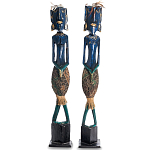 Комплект из 2-х деревянных статуэток Asmat Tall Statuettes Blue Green варинант исполнения - 1 | Loft Concept в Красноярске