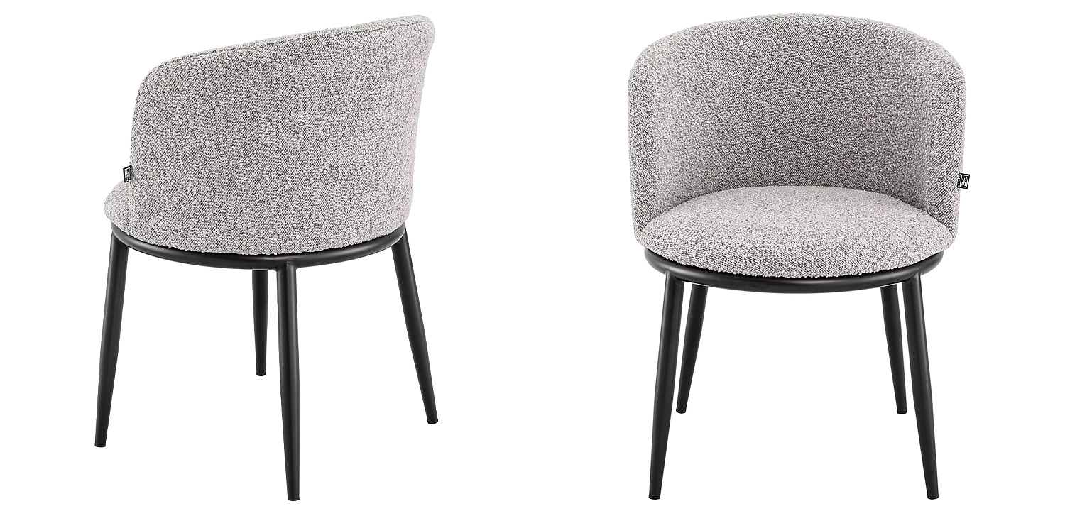Комплект из двух стульев Eichholtz Dining Chair Filmore Set of 2 Boucle Grey Комплект из двух стульев Eichholtz Dining Chair Filmore Set of 2 Boucle Grey - Loft-Concept в Красноярске