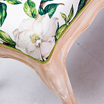 Банкетка из натурального бука золотистая с изображением птиц и цветов Blooming Birds варинант исполнения - 2 | Loft Concept в Красноярске