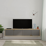 ТВ-тумба подвесная цвета древесины с 4-мя темно-серыми дверцами SPARK TV STAND OAK ANTHRACITE варинант исполнения - 1 | Loft Concept в Красноярске