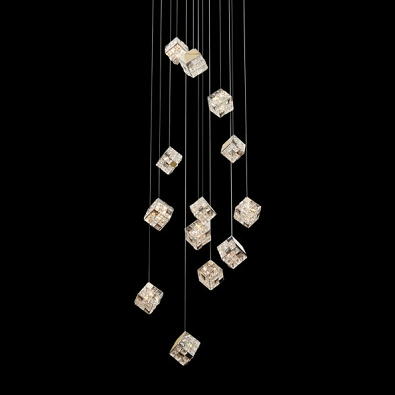 Люстра каскадная с мозаичным хрустальным оформлением Sparks of Crystal Прозрачный Хром Золотой Люстра каскадная с мозаичным хрустальным оформлением Sparks of Crystal Прозрачный Хром Золотой в Красноярске | Loft Concept
