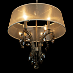 Люстра подвесная круглая с тканевым полупрозрачным абажуром и подвесками 4 лампы Gilded Elegance варинант исполнения - 5 | Loft Concept в Красноярске