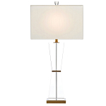 Настольная лампа с прозрачным корпусом и прямоугольным тканевым абажуром Charm and Luxury варинант исполнения - 2 | Loft Concept в Красноярске