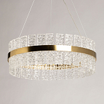 Люстра круглая золотого цвета с прозрачными рельефными стеклянными вставками Textured Glass Chandelier варинант исполнения - 4 | Loft Concept в Красноярске