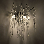 Бра цвета хром с ветвями и прозрачными стеклянными подвесками в виде вытянутых спиральных капель Droplet Chandelier варинант исполнения - 2 | Loft Concept в Красноярске