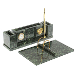 Настольный письменный набор из змеевика с подставкой под календарь и часами Successful Leader варинант исполнения - 2 | Loft Concept в Красноярске