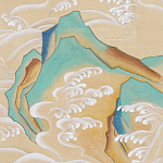 Обои ручная роспись Matsushima Waves Kano on Edo Straw India tea paper варинант исполнения - 1 | Loft Concept в Красноярске