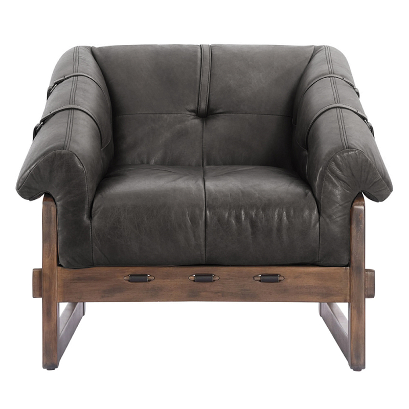 Кресло Duncan винтажная черная кожа Черный Коричневый в Красноярске | Loft Concept 