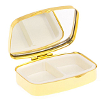 Таблетница карманная прямоугольная с 2-мя отделениями с зеркалом и накладкой из натурального камня Лазурит Gold Stone Pillboxes варинант исполнения - 3 | Loft Concept в Красноярске