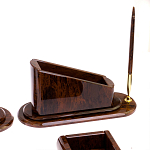 Настольный письменный набор с часами из природного камня обсидиана  Contract Extended варинант исполнения - 4 | Loft Concept в Красноярске