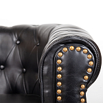 Кресло кожаное с мягкими подлокотниками на 4-х деревянных ножках Logan Leather Armchair black варинант исполнения - 4 | Loft Concept в Красноярске